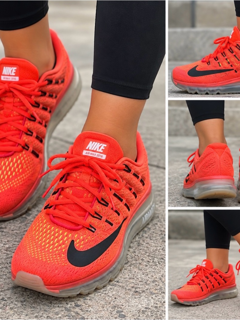 Nike Air Max 2016 GS Bright Crimson Black Shoes Size 6.5Y